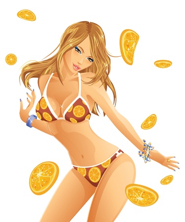 Orange bikiniのイラスト素材