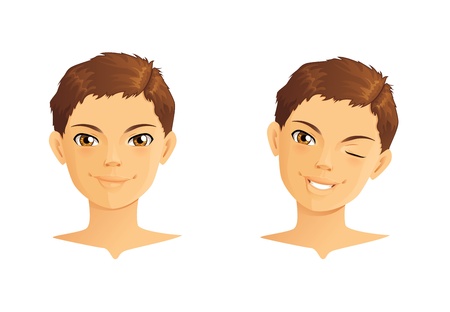 Cute boy winking and smilingのイラスト素材