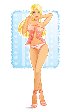 Sexy girl in pink lingerieのイラスト素材