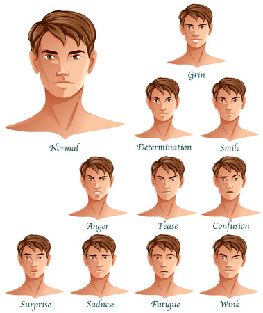 Expressions set isolated on white backgroundのイラスト素材