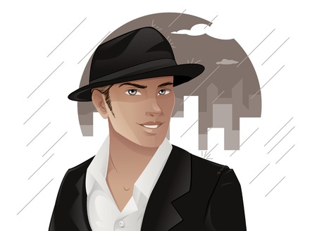 Handsome Man Wearing Hatのイラスト素材
