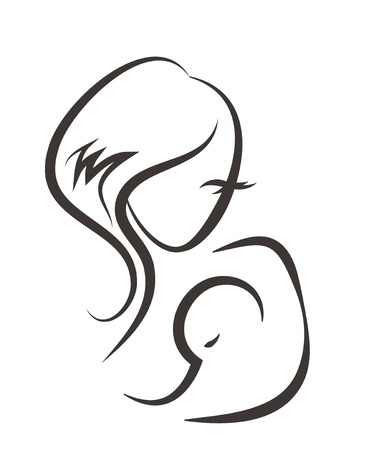 Abstract illustration of a mother breastfeeding her newbornのイラスト素材