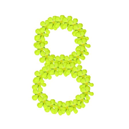 number eight from green flowerの写真素材