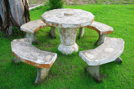 stone table and chairの写真素材