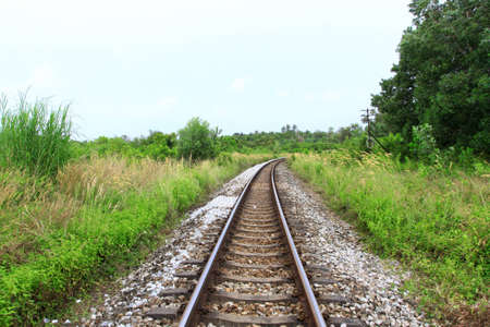 railroad through the meadowsの写真素材
