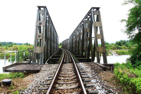 railroad on steel bridgeの写真素材