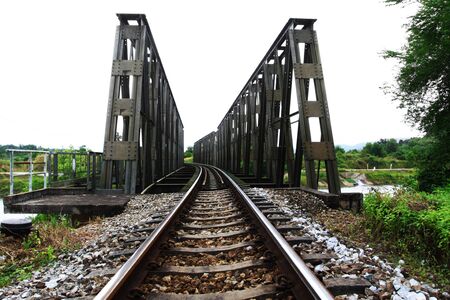 Railroad on steel bridgeの写真素材