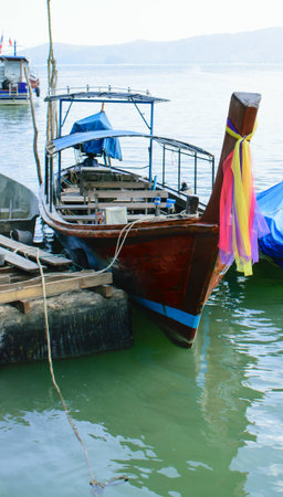 fabric Colors Tied to the bow Thai boatの写真素材