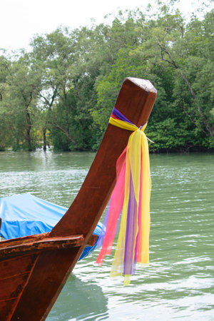 fabric Colors Tied to the bow Thai boatの写真素材