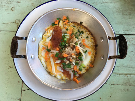 pan egg street foods in Chiang khan, Loei 02の写真素材