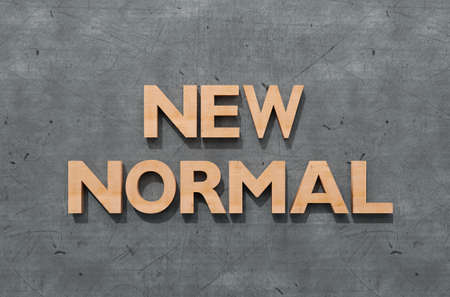 3D Render, Wooden new normal alphabet on concrete background.の写真素材