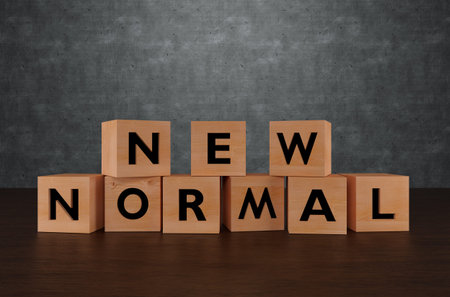 3D Render, Wooden new normal alphabet on concrete background.