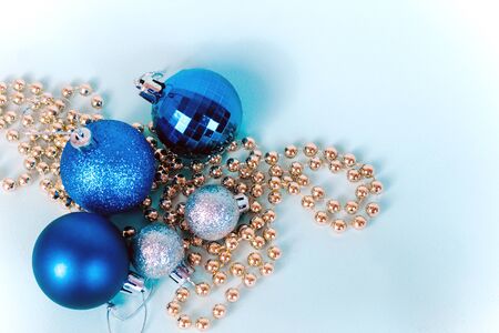 Christmas and new year tree toys. Bright holiday decor toysの写真素材