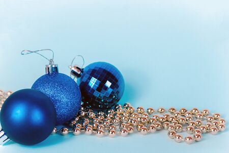 Christmas and new year tree toys. Bright holiday decor toysの写真素材