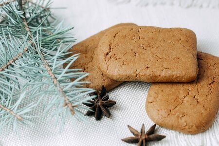fragrant Christmas gingerbread with spices and aniseの写真素材