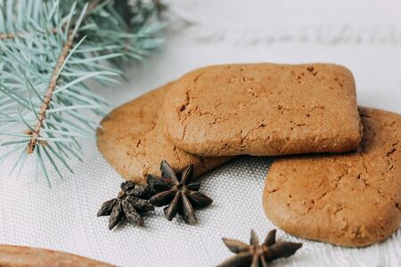 fragrant Christmas gingerbread with spices and aniseの写真素材