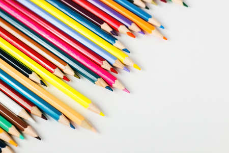 Multi-colored pencils for drawing. Sharp pencils.の写真素材