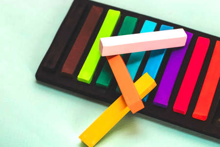 Set of multicolored dry pastels for painting and creativity.の写真素材