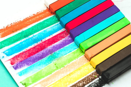 Set of multicolored dry pastels for painting and creativity.の写真素材