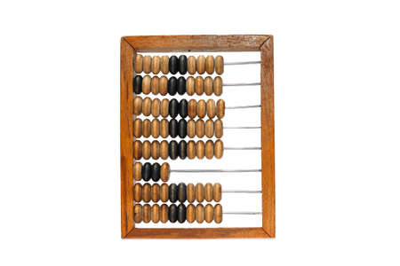 Isolated on white background wooden small trading abacus.の写真素材