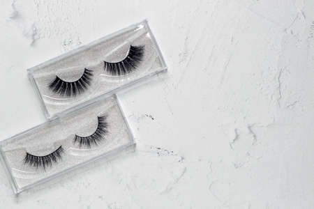 False eyelashes on a white background. Make-up for the eyelids.の写真素材