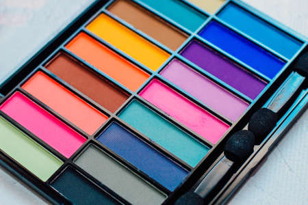 Multi-colored eyeshadow palette. Make-up for the eyelids.の写真素材