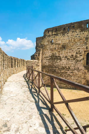 Castle wall to protect the city. fenced road for security.のeditorial素材