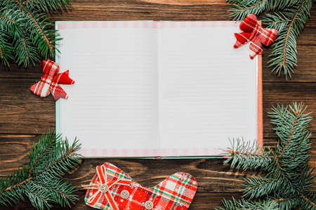 Notepad, place over text with decorative decorative toys.の写真素材