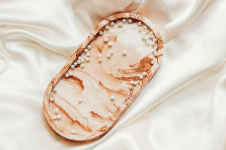 Gypsum marble decorative stand pearl jewelry beads.の写真素材