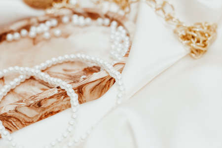 Gypsum marble decorative stand pearl jewelry beads.の写真素材