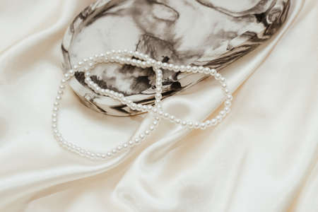 Gypsum marble decorative stand pearl jewelry beads.の写真素材