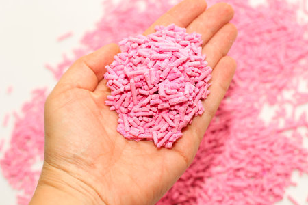 Soy ecological filler for cat litter, granules absorb moisture.の写真素材