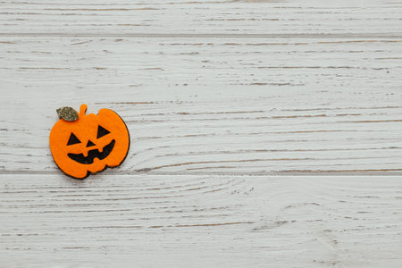 Toy Halloween Pumpkins with felt, holiday decor, party accessories.の写真素材