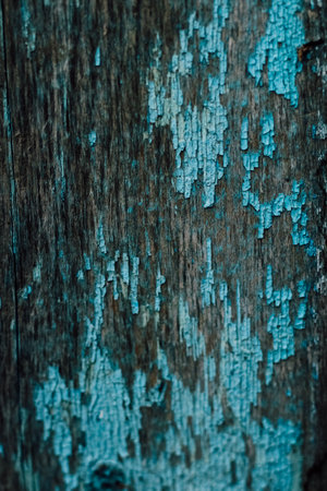 Blue texture of old cracked paint, grunge background.の写真素材