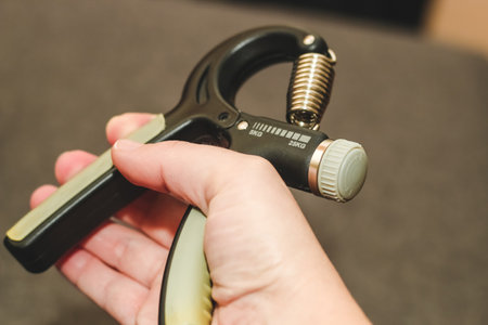 Wrist expander, black hand and finger massager.の写真素材
