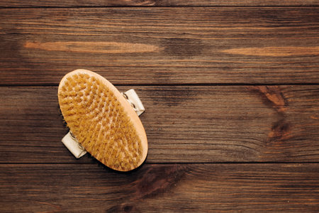 Massage wooden brush for dry massage against cellulite.の写真素材