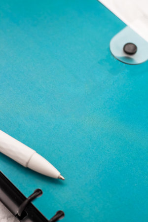 The pen lies in the notebook, the concept of study, time management.の写真素材