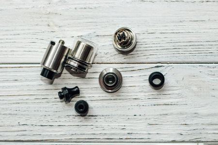 Parts for electronic cigarette vape, dripper, tank.の写真素材
