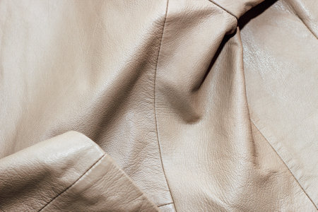 Brown leather jacket texture, genuine soft leather.の写真素材