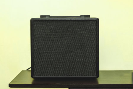 Black combo amp speaker for electric guitar.の写真素材