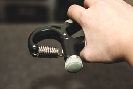 Wrist expander, black hand and finger massager.の写真素材