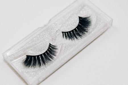 False decorative eyelashes on a white background.の写真素材