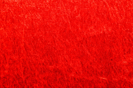Texture of red velor corduroy fabric with folds.の写真素材