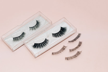 False decorative eyelashes on a white background.の写真素材