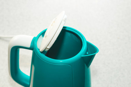 Close-up of an electric kettle that heats water, scum from water.の写真素材
