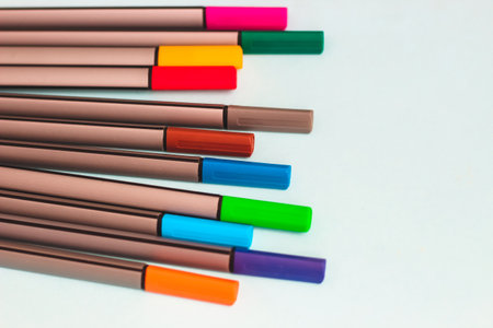 Multicolored stationery drawing liners for artists and creativityの写真素材