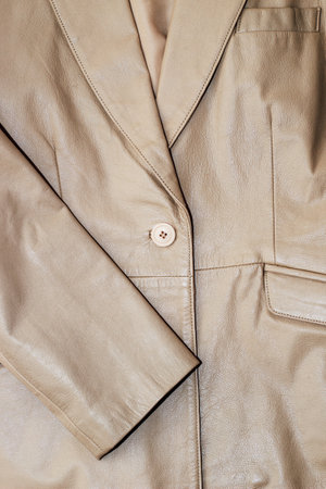 Brown leather jacket texture, genuine soft leather.の写真素材