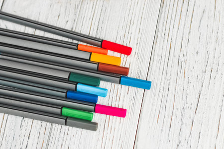 Colored felt-tip pens liners for drawing and creativity.の写真素材