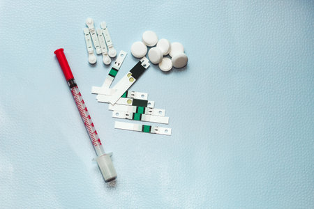 A gadget for measuring blood sugar for diabetics.の写真素材