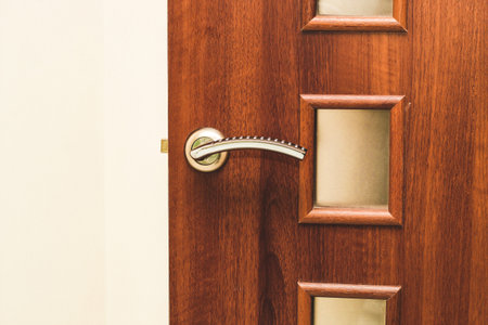 Door handle close-up, door closing mechanism.の写真素材